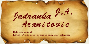 Jadranka Aranitović vizit kartica